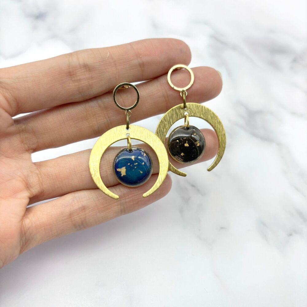 Celestial Color Changing Brass Earrings - Picture 10 of 11